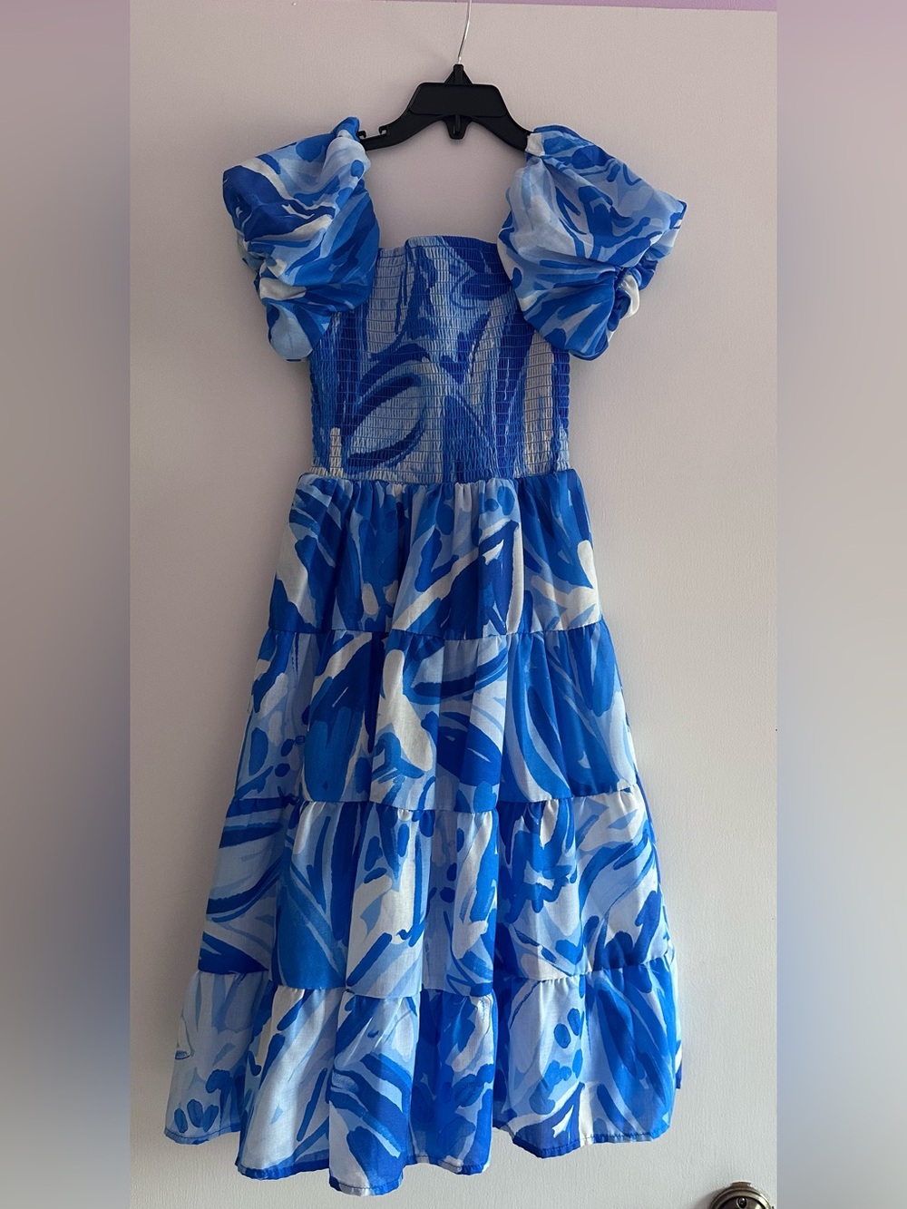 Girls Blue Printed Tiered Kids Dress by Poppies and Roses